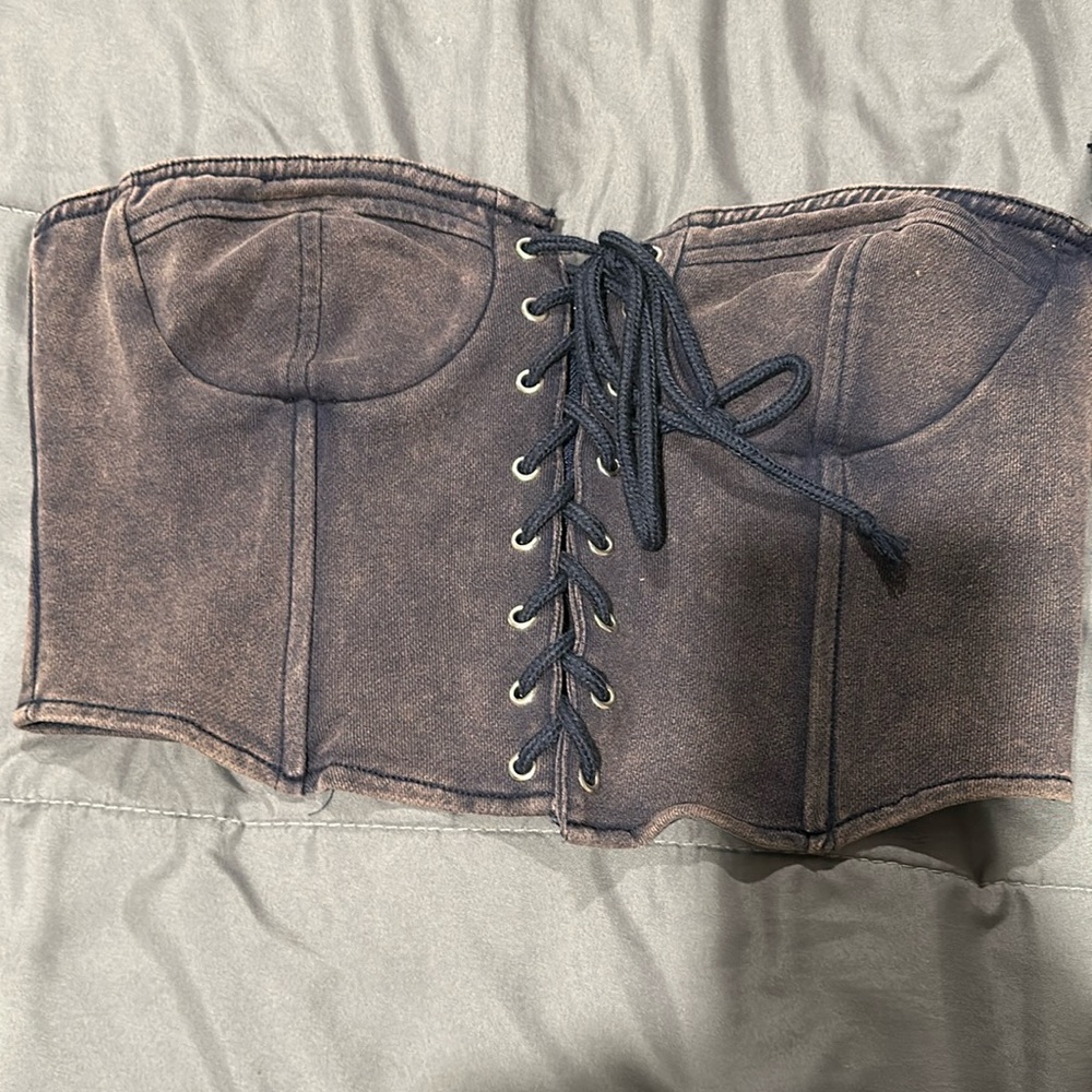Vici 2 piece fleece set corset top and baggy pants size L in both - Picture 2 of 4